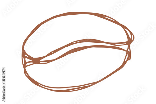 Hand drawn fresh roasted coffee bean Arabica robusta seed doodle Single element for print, web, design, decor