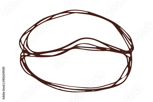 Hand drawn fresh roasted coffee bean Arabica robusta seed doodle Single element for print, web, design, decor