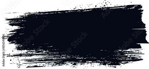 Abstract Black Paint Brush Stroke Grunge Texture Element.