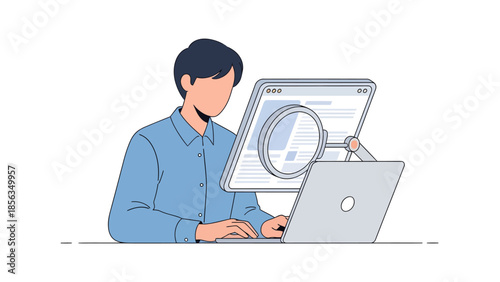 Person with Visual Impairment Using Desktop Screen Magnifier for Better Accessibility on Laptop