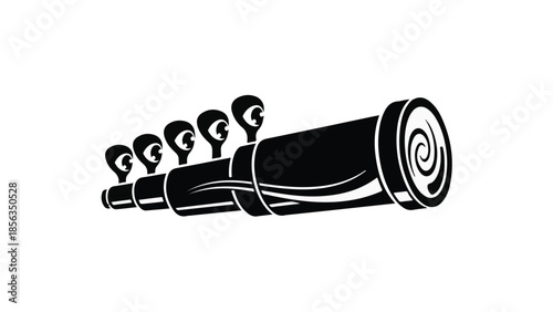 Creative illustration of a futuristic telescope with multiple lenses