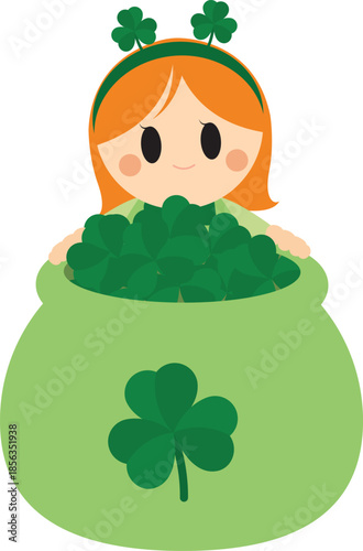 Cute Girl in Shamrok Pot