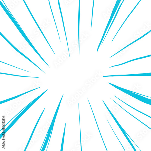 Dynamic blue radial lines bursting from a central white void, creating a speed or impact effect.