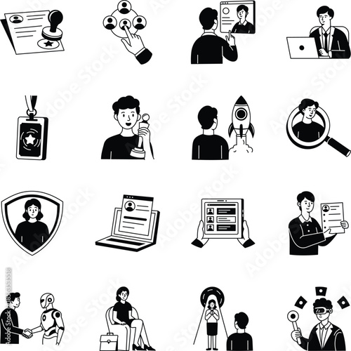 Pack of Employment Glyph Style Illustrations 
