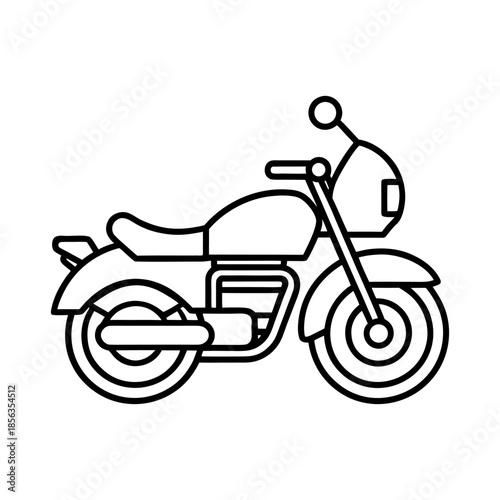 Traffic Police Motorcycle With Line Art Vector Minimal And Simple White Background Only