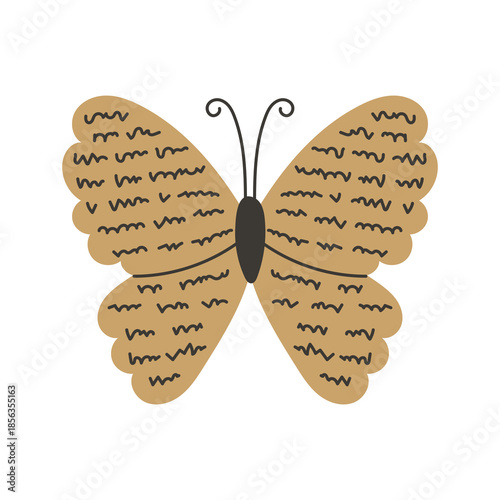 Butterfly with Text Wings Illustration. Poetic Moth. Delicate winged creature filled with handwriting symbolizing transformation creativity freedom imagination. Vector Icon