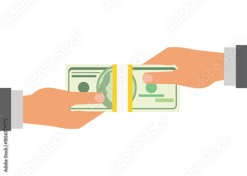 Hands Exchanging Cash Money Symbolizing Payment, Salary Transfer, or Business Deal