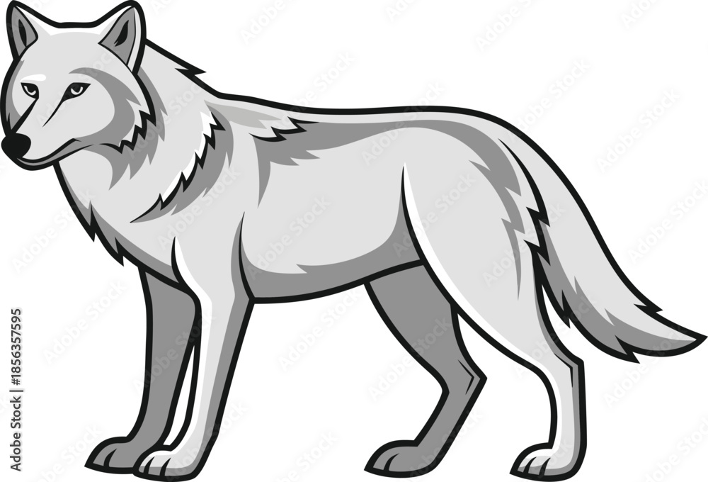 Fototapeta premium Arctic Wolf Illustration. Arctic Wolf Wildlife Animal. Arctic Wolf in Winter Landscape. Arctic Wolf Realistic Animal Art. Arctic Wolf Northern Wildlife. Arctic Wolf Standing Pose Illustration