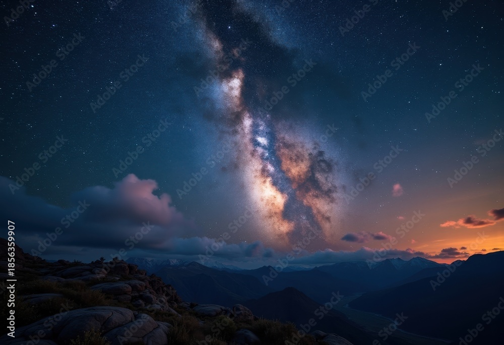 Fototapeta premium Milky Way Galaxy Stars Arcing Above a Captivating Night Sky Full of Stars