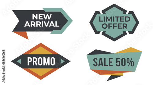 Collection of promotional banners with special offers and discounts on a white background