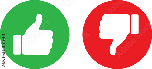 Like and dislike icons, thumbs-down and thumbs-down symbols