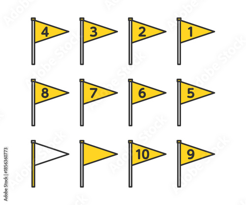 三角の旗。番号付き旗。フラッグ。Triangular flags. Numbered flags. Flags.