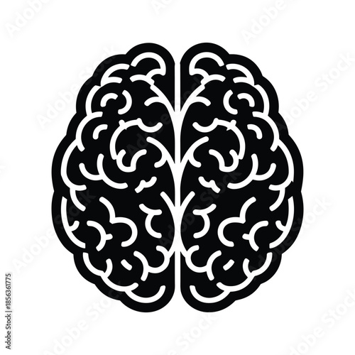 Human brain illustration in black and white