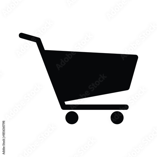 Simple black shopping cart icon on white background