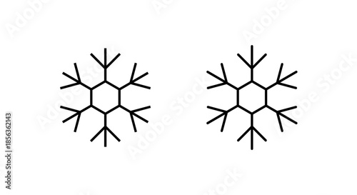 Thin snowflake icon. Winter season, ice, and cold temperature symbol