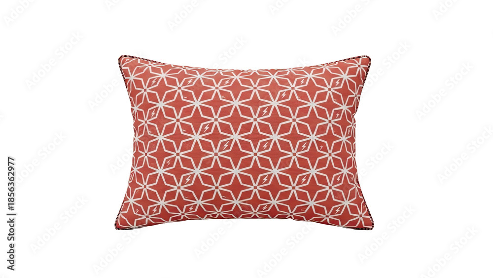 Fototapeta premium 3D Red and white geometric pattern throw pillow on transparent background