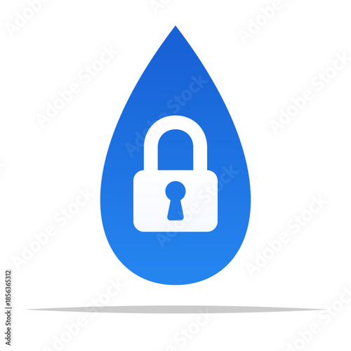 Water drop with padlock symbol vector isolated illustration