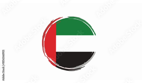 United Arab Emirates Flag in Circular Grunge Brush Stroke Vector Illustration