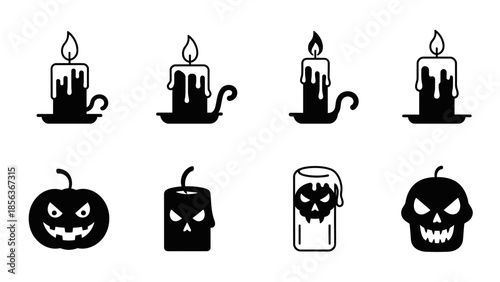 Halloween Icon Set – Spooky Holiday Symbols Pumpkin Ghost Witch Vector Collection