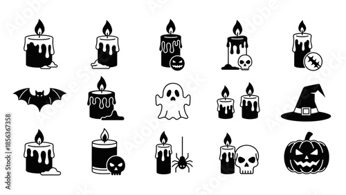 Halloween Icon Set – Spooky Holiday Symbols Pumpkin Ghost Witch Vector Collection