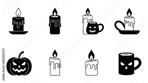 Halloween Icon Set – Spooky Holiday Symbols Pumpkin Ghost Witch Vector Collection