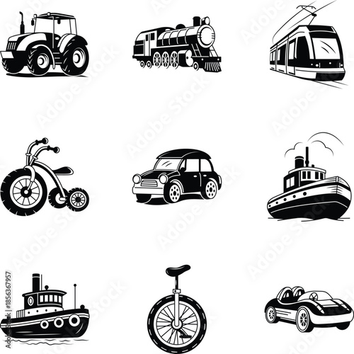 Art & IllustratCollection of Transportation Doodle Style Illustrations 

ion