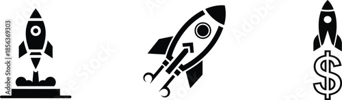 Rocket ship icons for startup and finance concepts