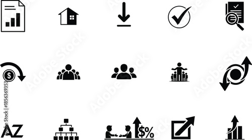 Collection of business and navigation icons