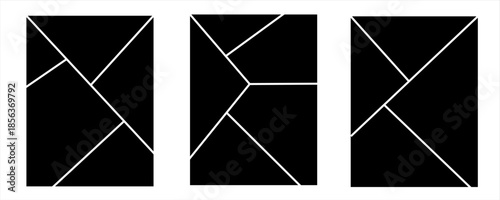 Image collage layout template. Grey mosaic mood board grid collection. Picture frame set. Photo album idea for banner, poster, comic page, flyer, brochure, booklet, memory wall design.eps10