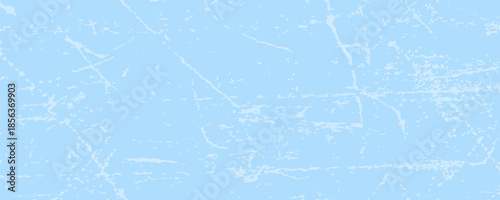 Scratch ice surface texture. Light blue icy background with skate traces, cracks, scratches. Rough winter sport rink backdrop. Frozen lake or pond water wallpaper with dots, spot and lines. Vector