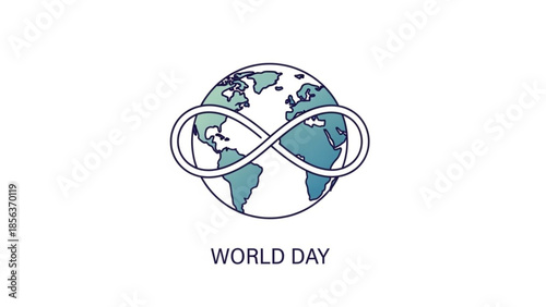 Earth with infinity symbol on world day for a global community celebration
