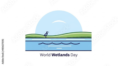 World wetlands day, wetland conservation, environment, ecology, nature, bird, water, landscape, green, blue, sunny, outdoors, wildlife