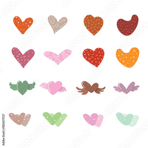 Set of hearts in different colors. Vector illustration for your design.