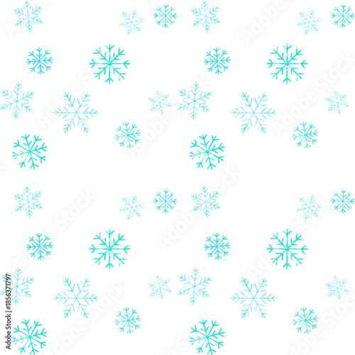 Seamless winter pattern featuring delicate teal snowflake icons on a white background. Professional EPS vector background for holiday gift wrap, seasonal textiles, and web wallpapers.