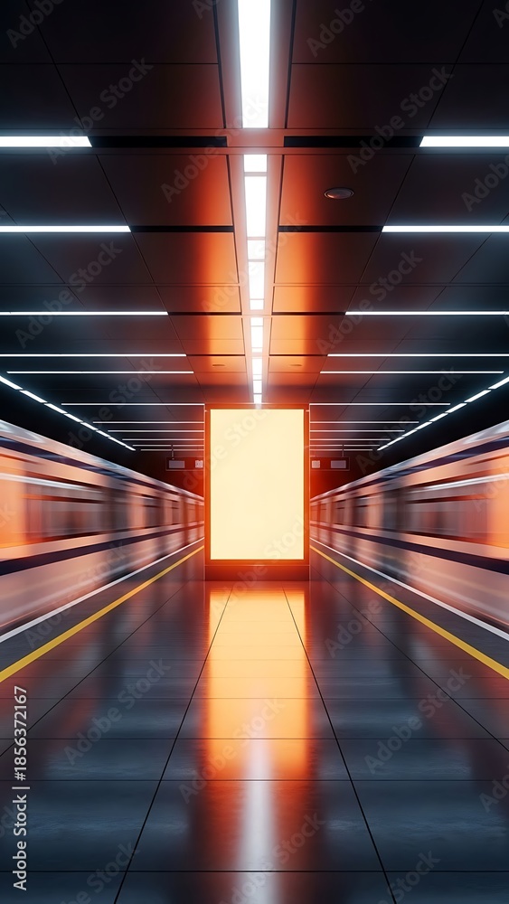 Obraz premium Modern corridor with neon lights