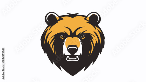 Fierce bear head illustration with bold colors