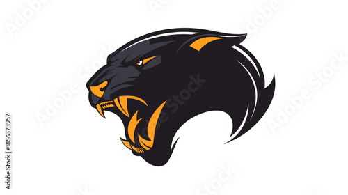 Fierce Black Panther Head Logo with Roaring Expression