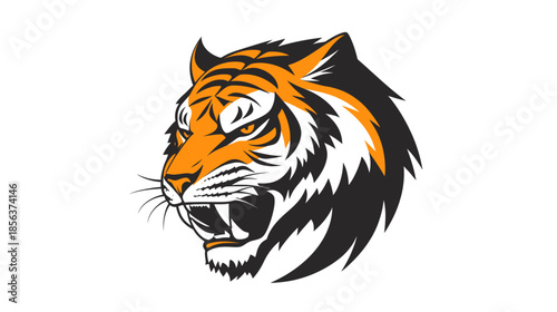Fierce Tiger Head Illustration with Bold Colors