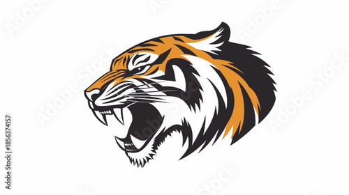 Fierce Tiger Head Roaring with Bold Stripes and Detail