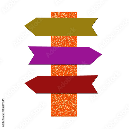 Photography different arrow sign boards with different colors to show different paths decision making cocept