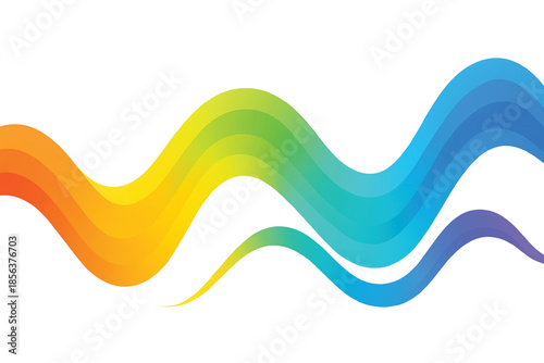Dynamic abstract wave pattern with vibrant colors, fluid smooth curves, white background vector illustration, modern creative graphic design