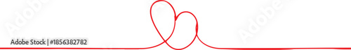 Abstract Red Heart Shape Formed by a Single Continuous Line on a White Background love