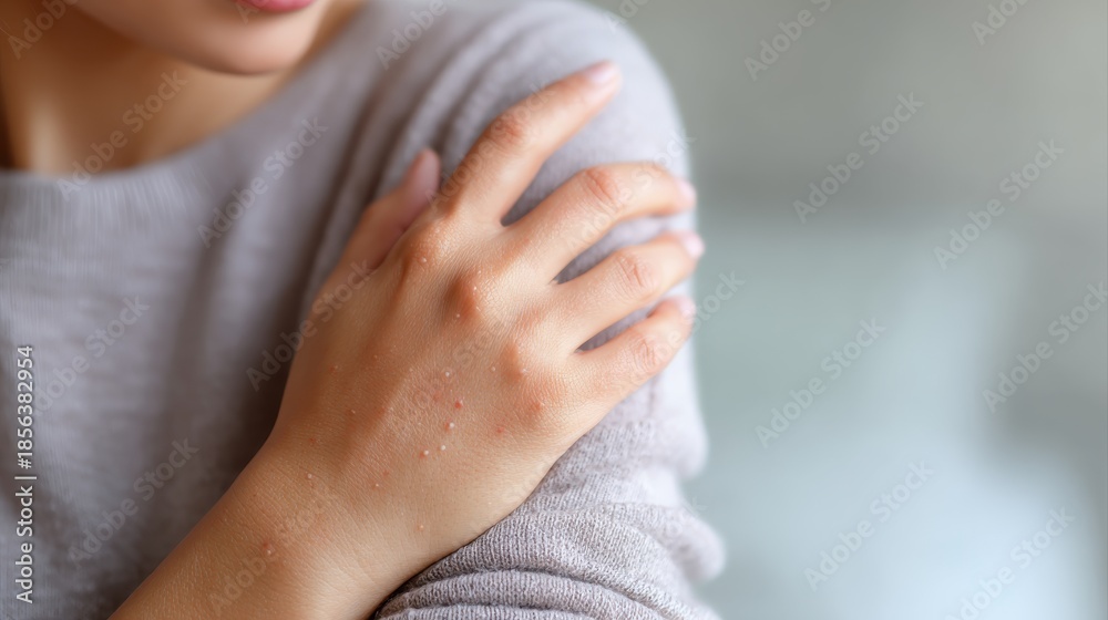 Naklejka premium women have problem with dust mites allergy