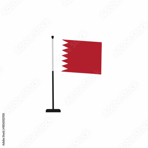 Bahrain national flag on a pole isolated on white background 