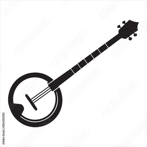 Banjo Silhouette Clean Minimal Flat Vector Black
