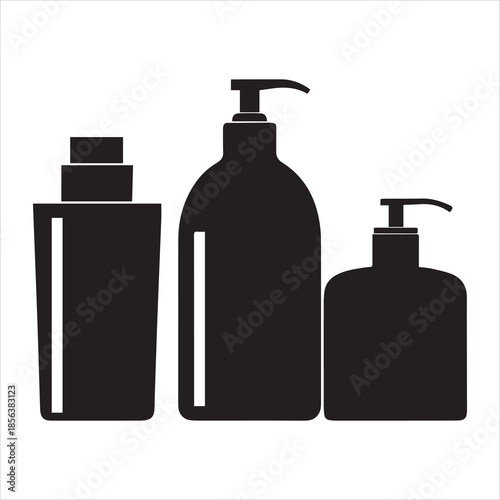 shampoo conditioner bottles silhouette vector illustration