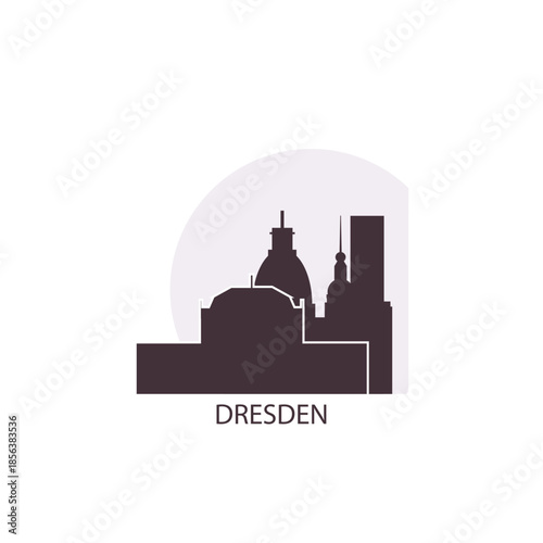 Dresden logo, clip art with cityscape, skyline, panorama, skyscrapers. Vector flat isolated illustration. Germany city image with landmarks and buildings