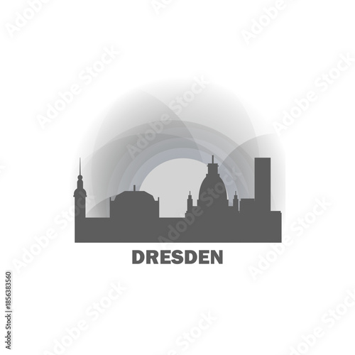 Dresden logo, clip art with cityscape, skyline, panorama, skyscrapers. Vector flat isolated illustration. Germany city image with landmarks and buildings