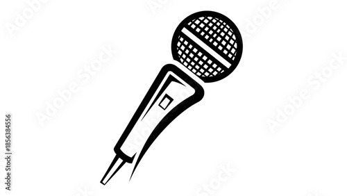 Black and White Microphone Illustration.