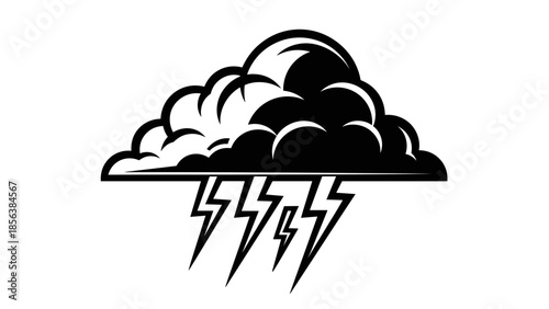 Black and White Thunderstorm Cloud Illustration.